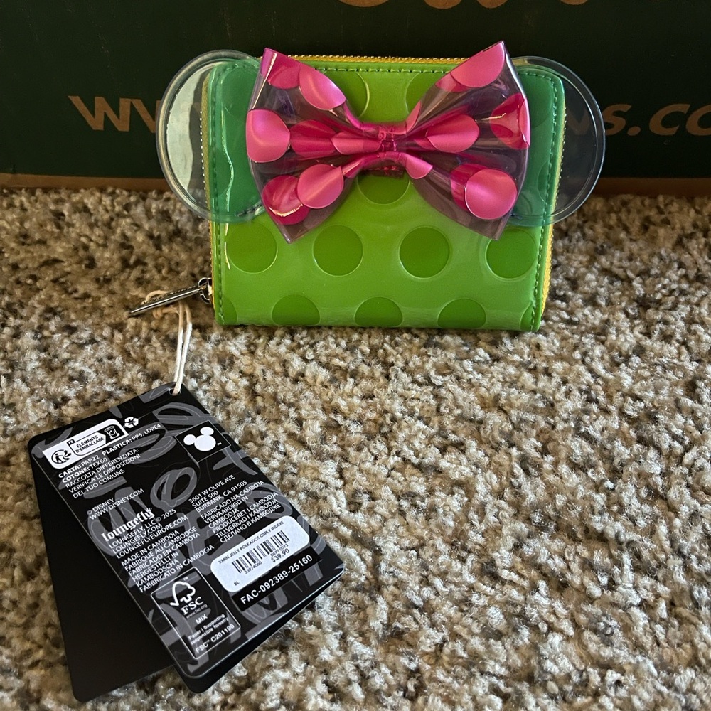 Loungefly Green and Pink Polka Dot Wallet